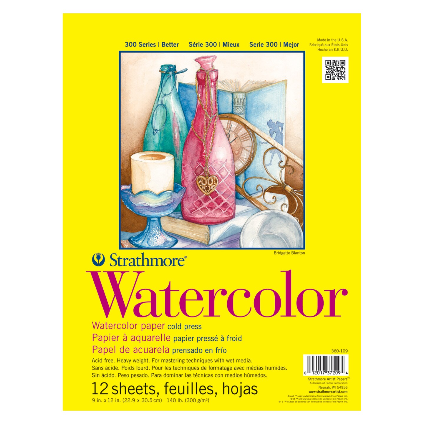 Strathmore - Watercolor Paper Pad - 300 Series - Tape-Bound - 9&#x22; x 12&#x22;