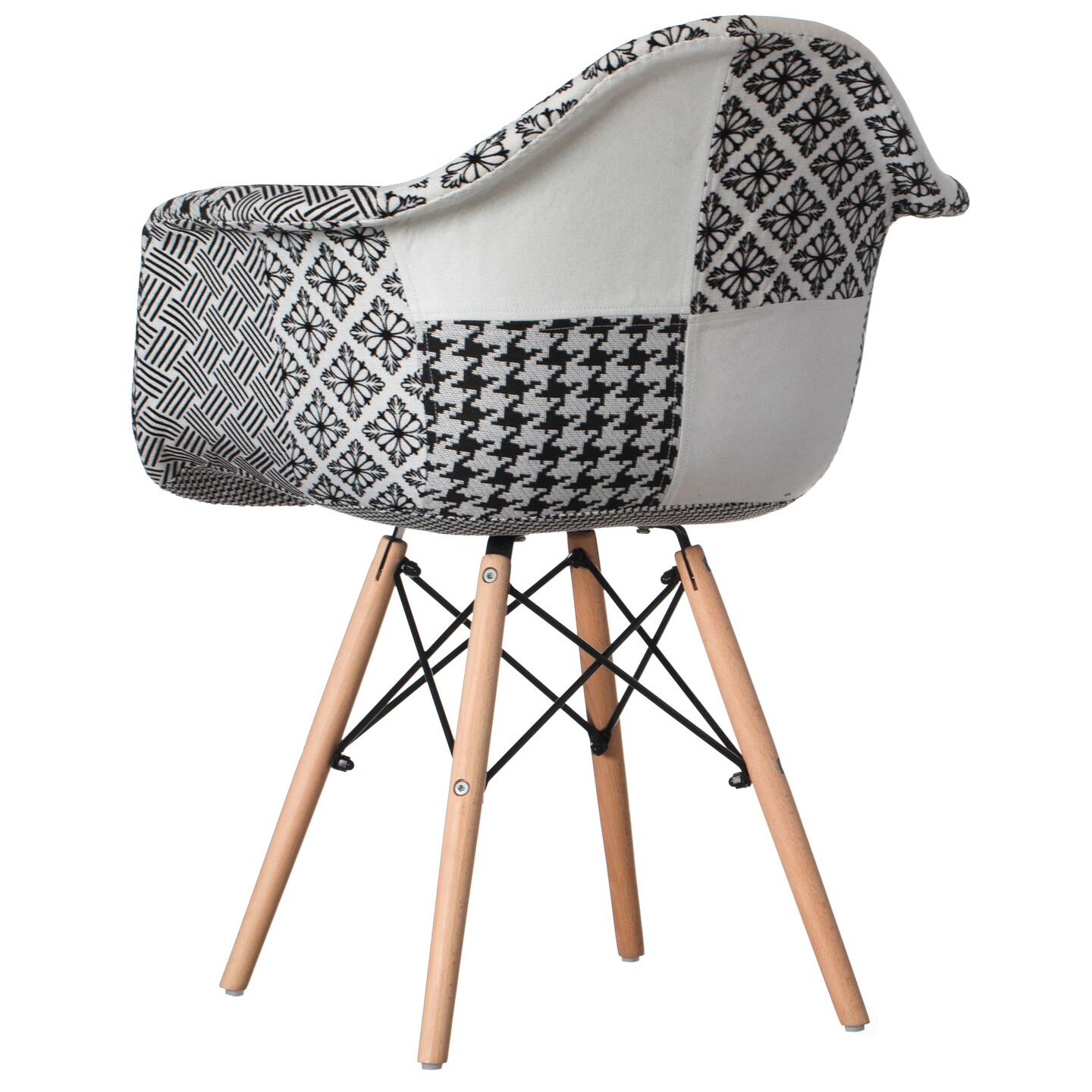 Mid-Century Modern Style Fabric Lined Armchair with Beech Wooden Legs