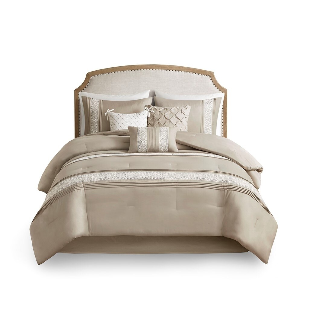 Gracie Mills 7Piece Farmhouse Lace Trim Comforter Set with Throw Pillows GRACE15790 Michaels