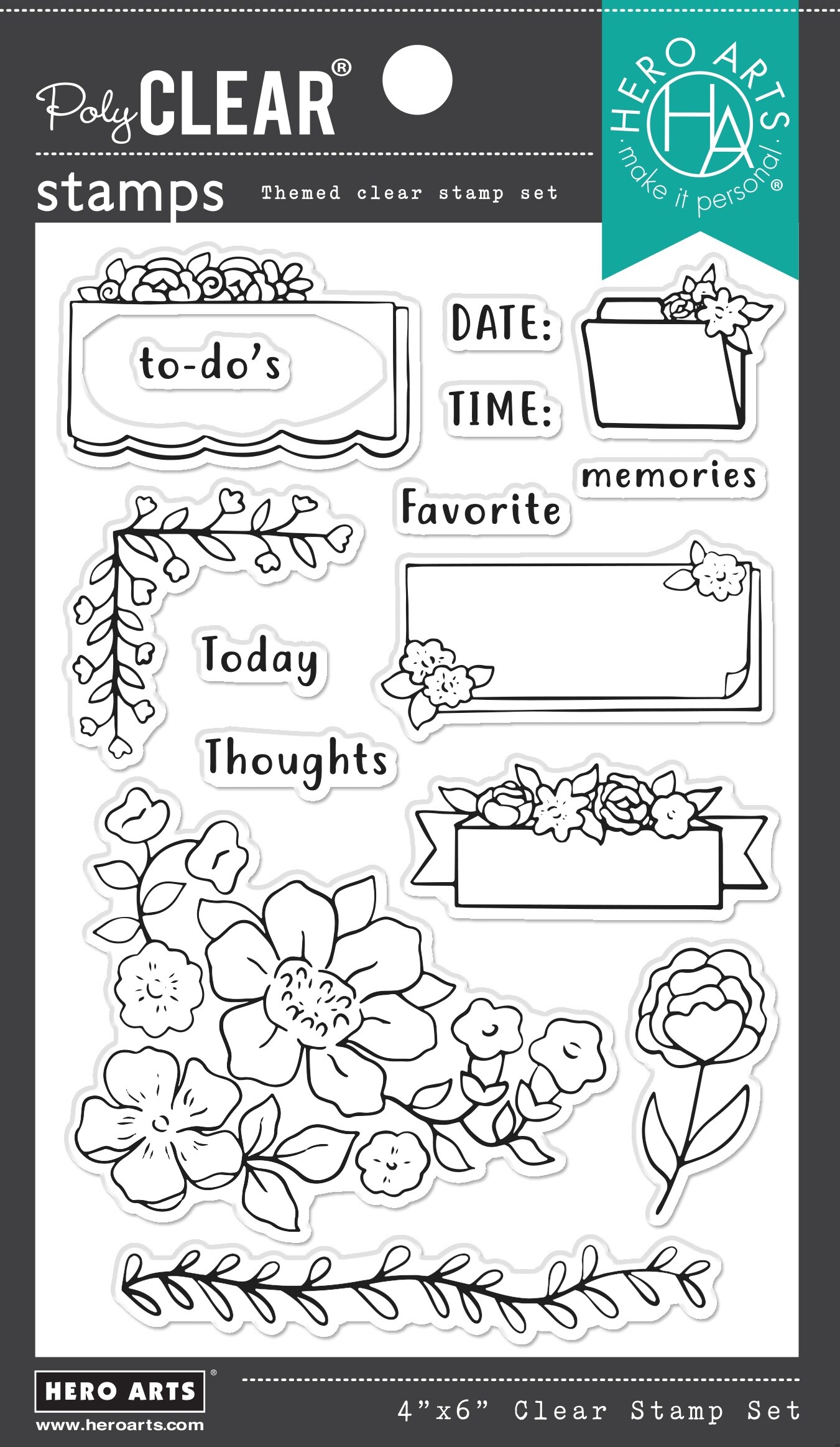 Hero Arts Clear Stamps 4&#x22;X6&#x22;-Floral Journaling