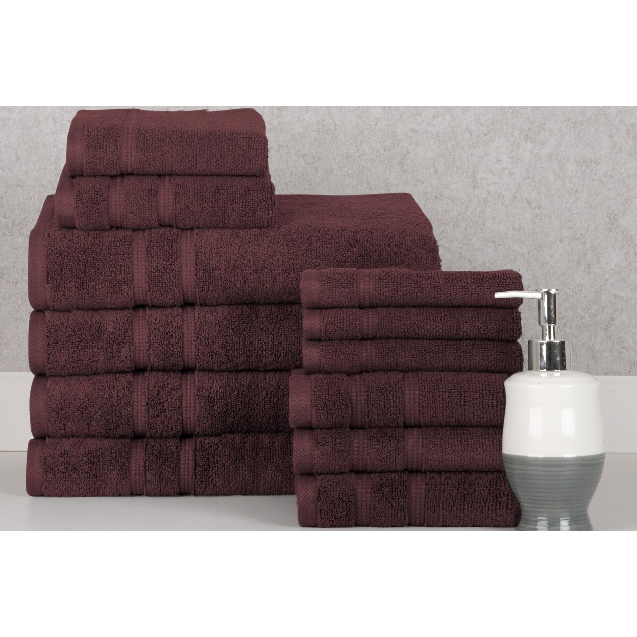 Bibb Home   12 Piece Zero Twist Egyptian Cotton Towel Set