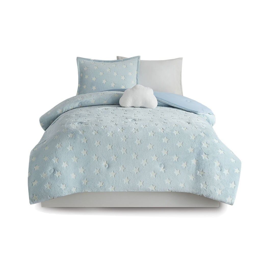 Gracie Mills   Euralia Starry Night Glow-in-the-Dark Plush Comforter Set - GRACE-12258