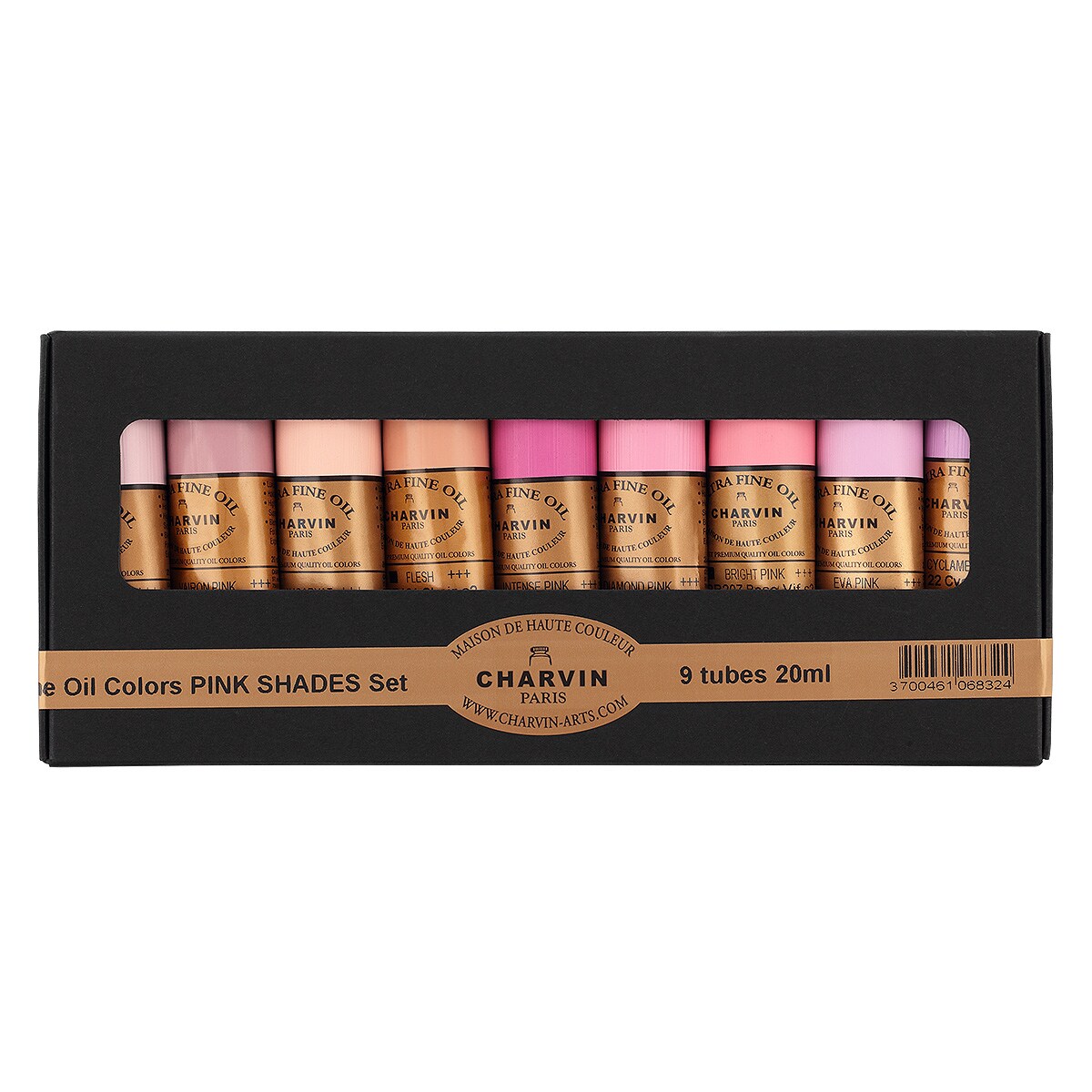 Charvin Extra Fine Professional Artist Oil Paint Set of 9 Shades of Pink - 20ml - Triple-Milled for Smoothness, Rich Texture, Poppy Oil-Based, Light-Fast, Handmade Oil Color Paints for Professionals