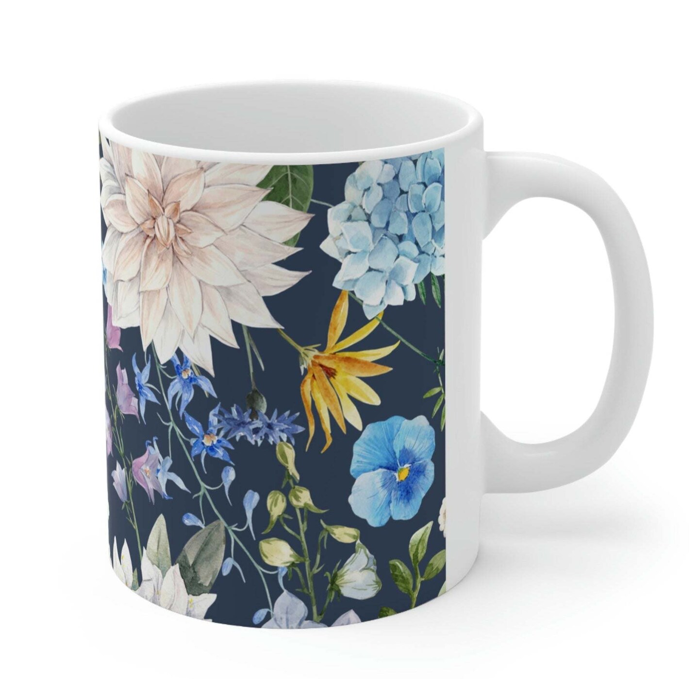 Navy Floral Coffee Tea Mug Michaels
