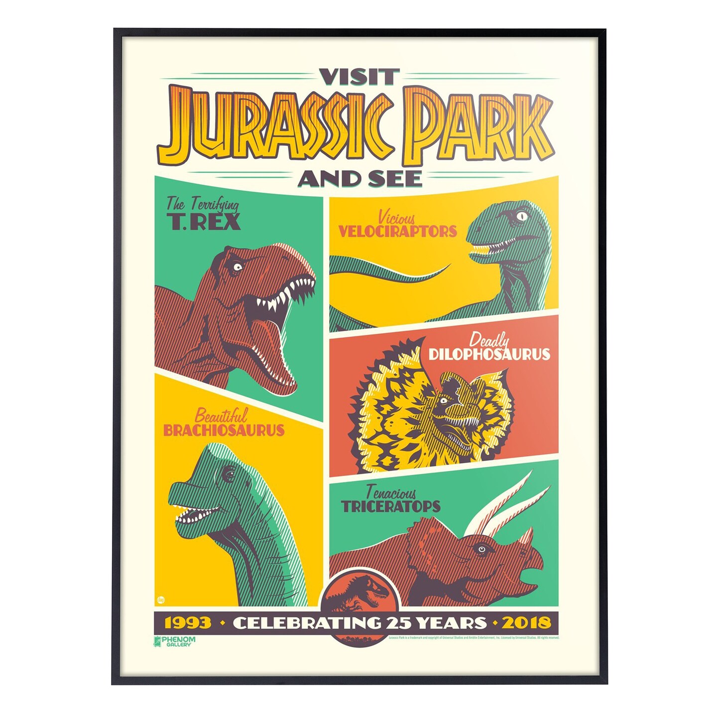 Phenom Gallery Jurassic Park 25th Anniversary Limited Edition Deluxe Framed Serigraph Print 0497