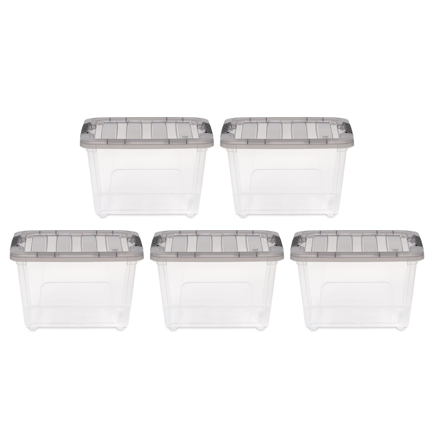 IRIS USA 19 Quart Stack & Pull Clear Plastic Storage Box, Gray, 5 Pack