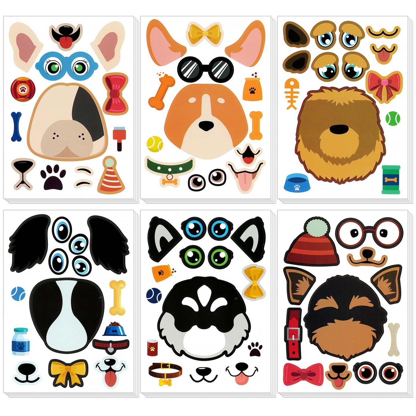 Wrapables Make Your Own Sticker Sheets, DIY Make a Face Animal, Food, Party Favor Stickers (24 Sheets)