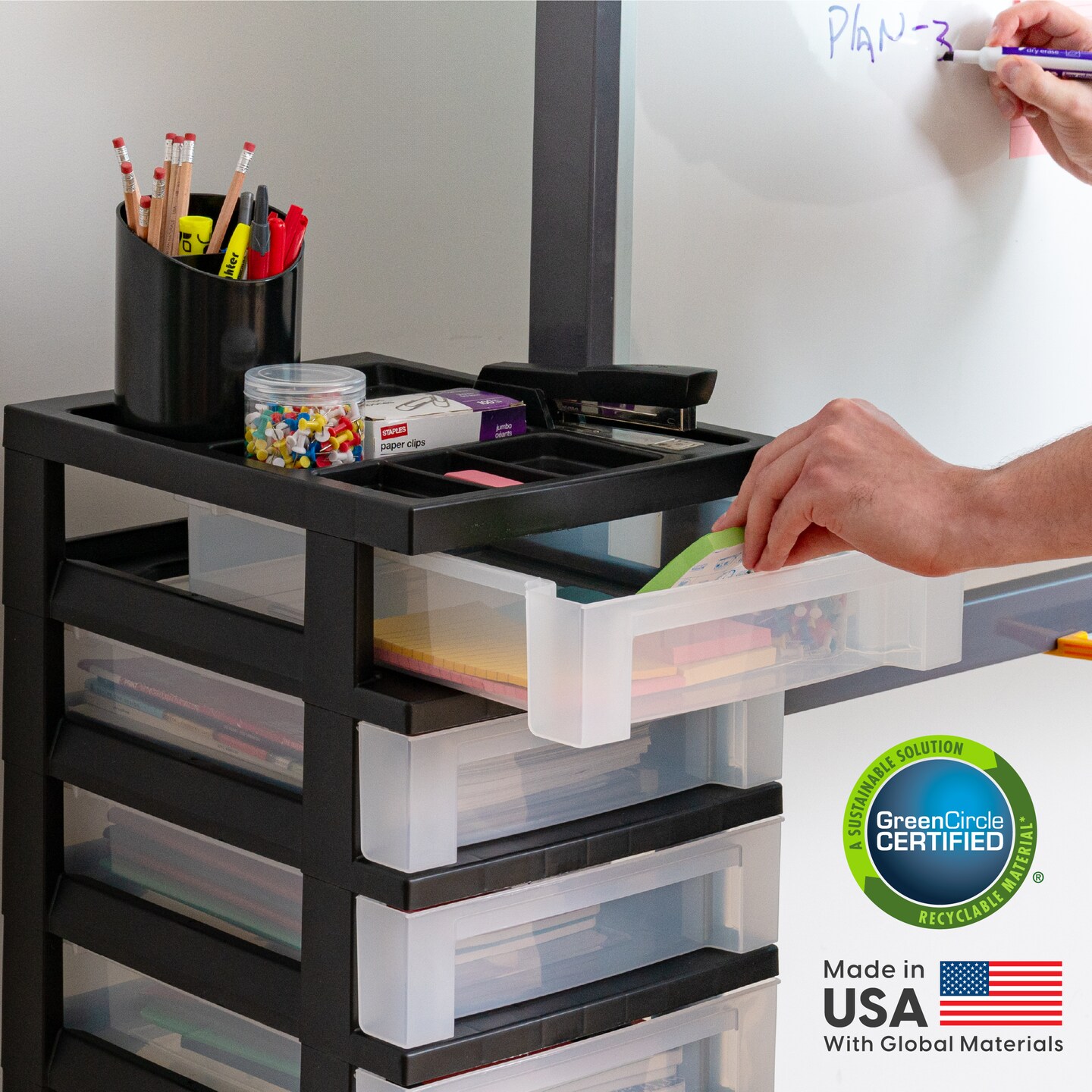 IRIS USA Plastic Rolling Storage Cart with Drawers