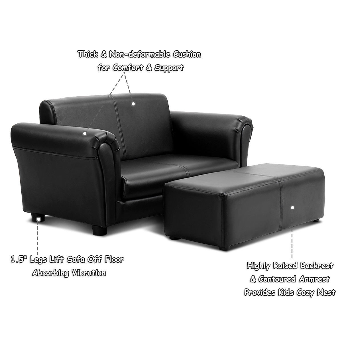 Costway Kids Sofa Armrest Chair Couch Lounge in Black