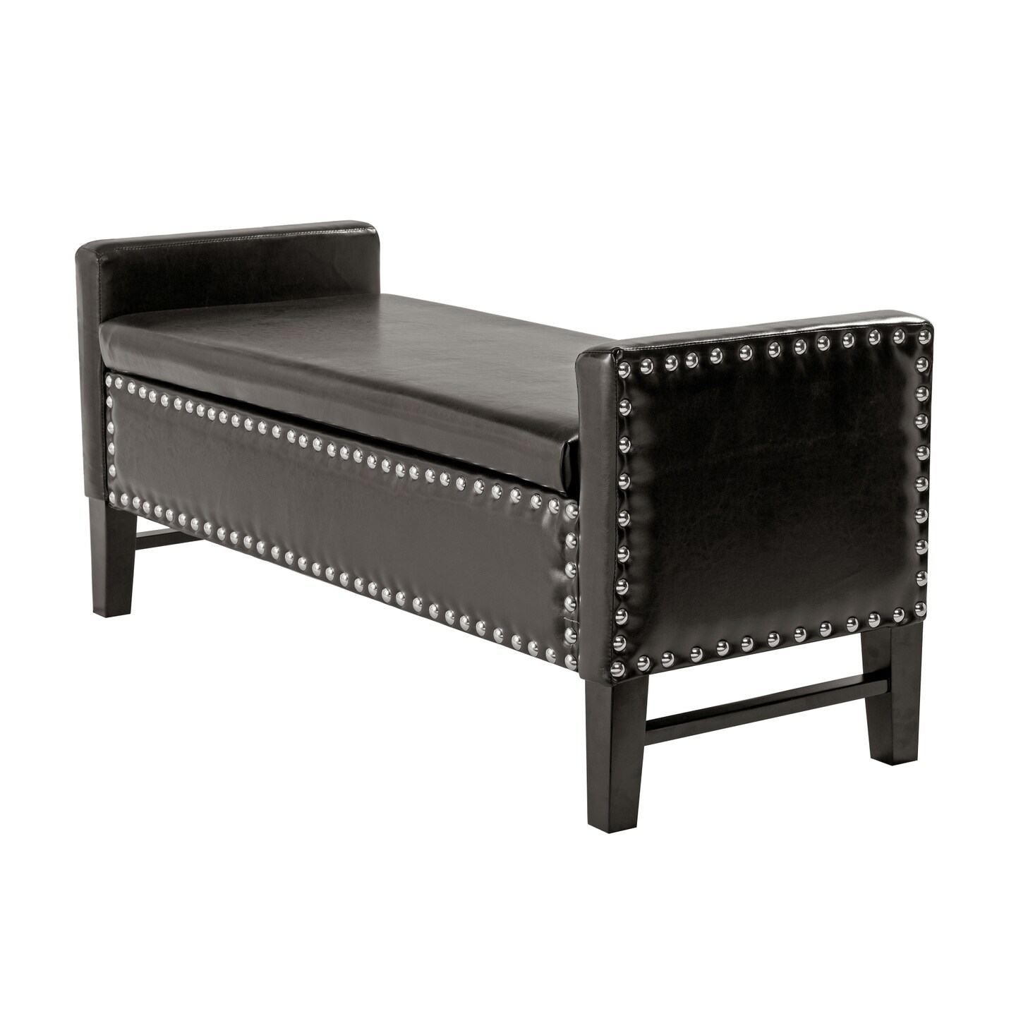 Emmaline PU Leather/Linen/Velvet Button Tufted Nailhead Trim Storage Bench