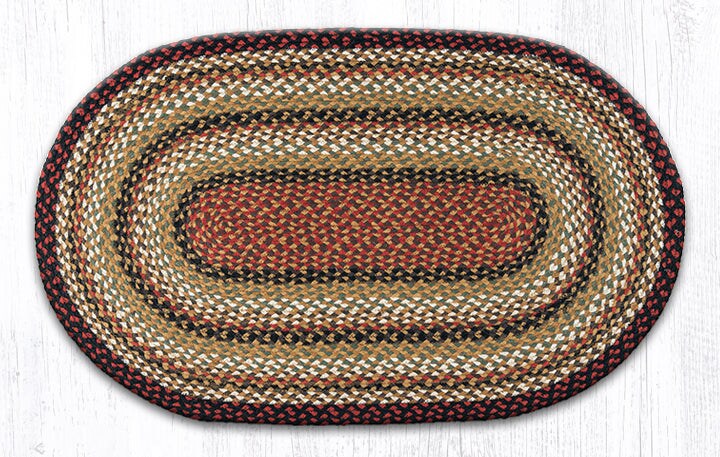 Earth Rugs C-319 Burgundy / Mustard / Ivory Oval Braided Rug 27" x 45"