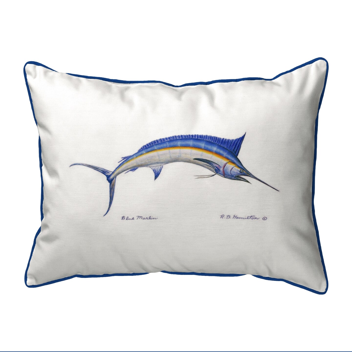 Betsy Drake Blue Marlin Extra Large 20 X 24 Indoor / Outdoor White Pillow