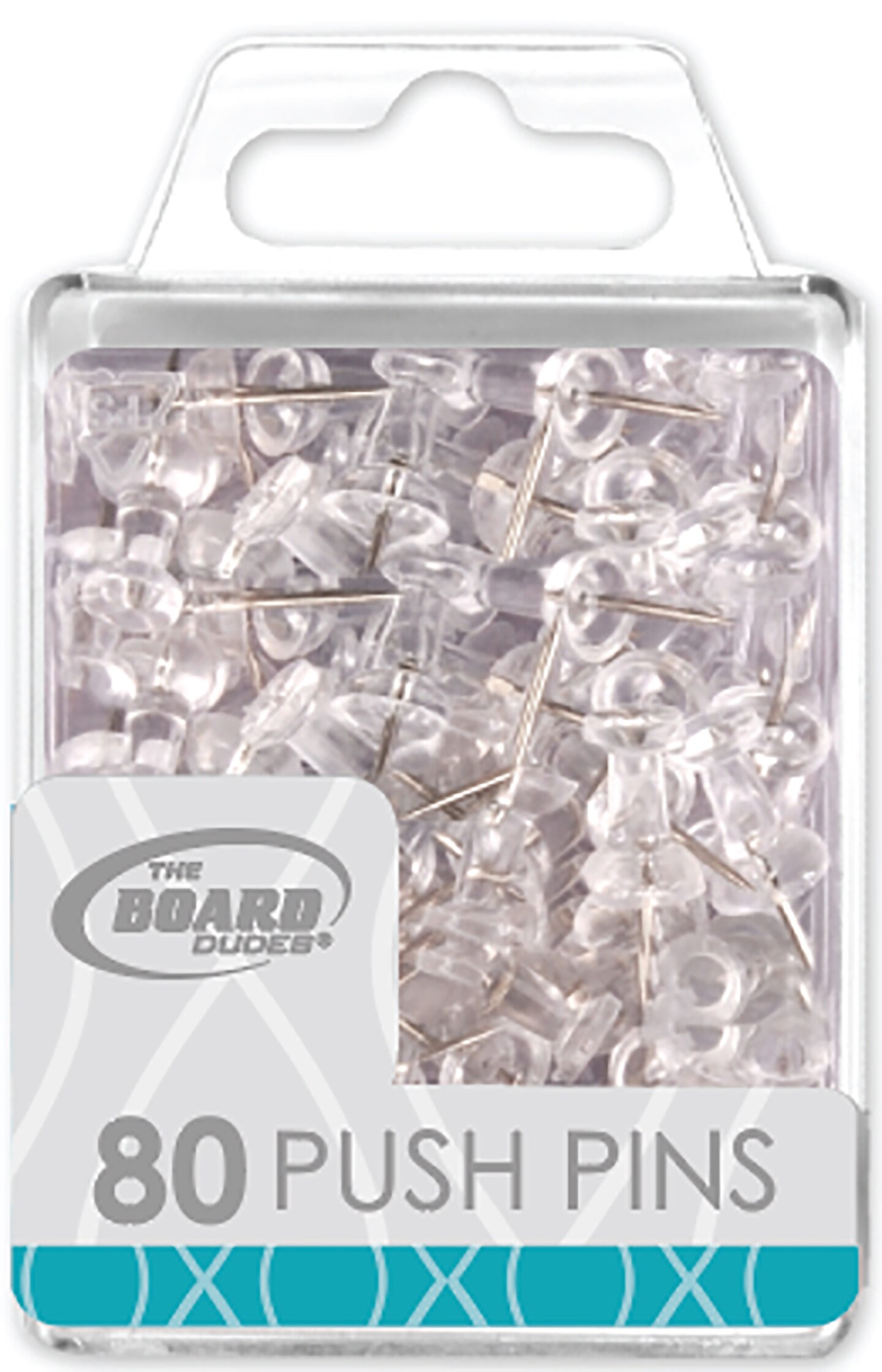 Board Dudes Push Pins 80/Pkg-Clear