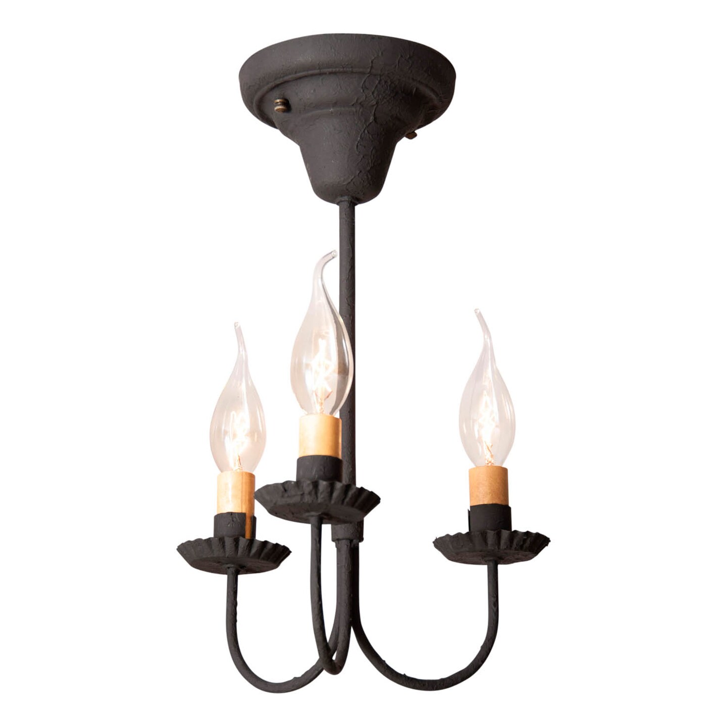 Irvin&#x27;s Country Tinware 3-Arm Westford Ceiling Light in Textured Black