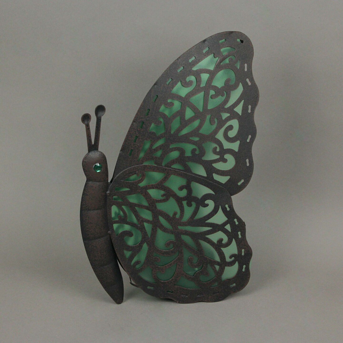 Brown Metal Butterfly LED Solar Light Outdoor Garden Statue Yard Decor