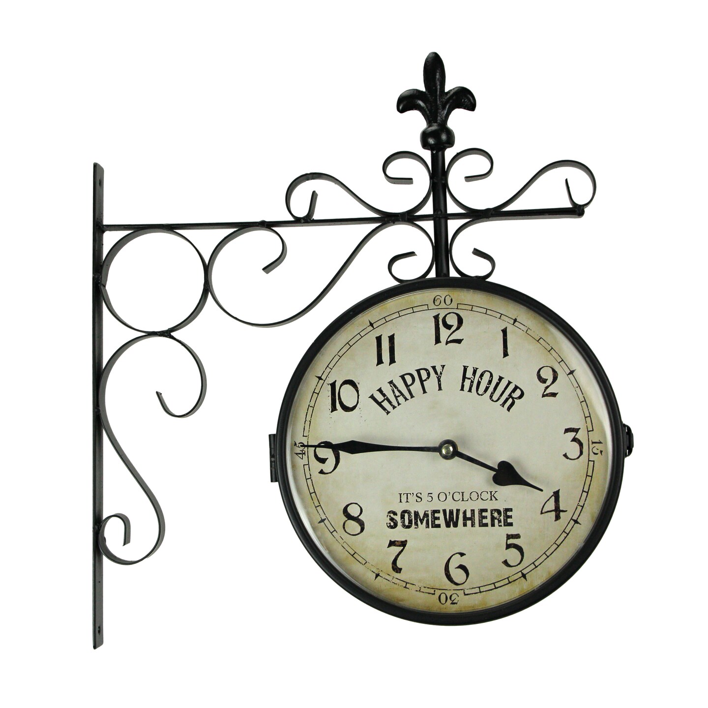 Metal Decorative Vintage Happy Hour Double Sided Wall Clock Rustic Home Decor