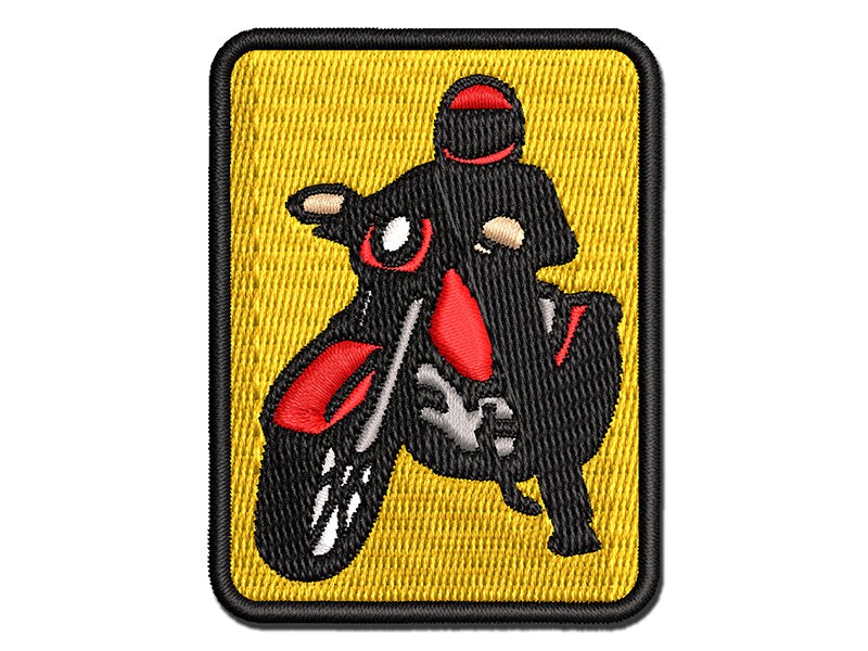 Biker on Motorcycle Multi-Color Embroidered Iron-On or Hook &#x26; Loop Patch Applique