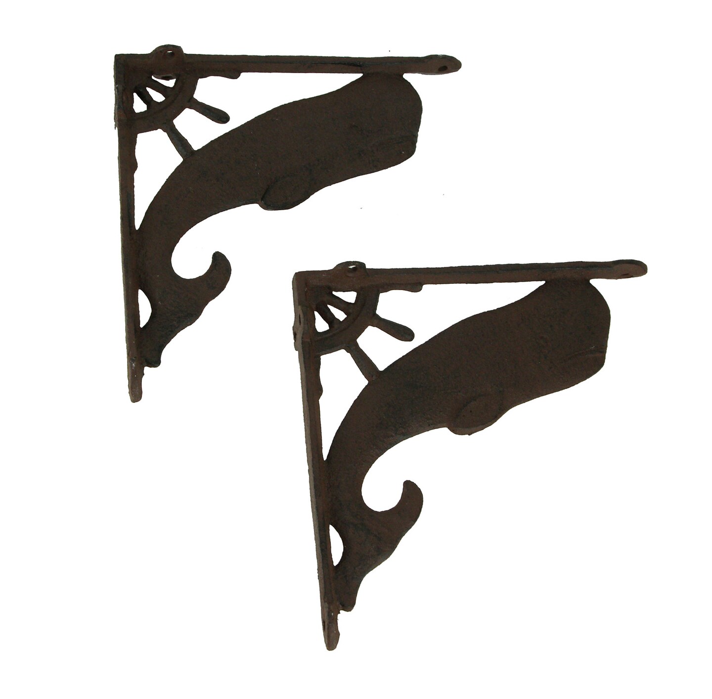 Rustic Brown Coastal Whale Wall Shelf Brackets Set of 2 Michaels