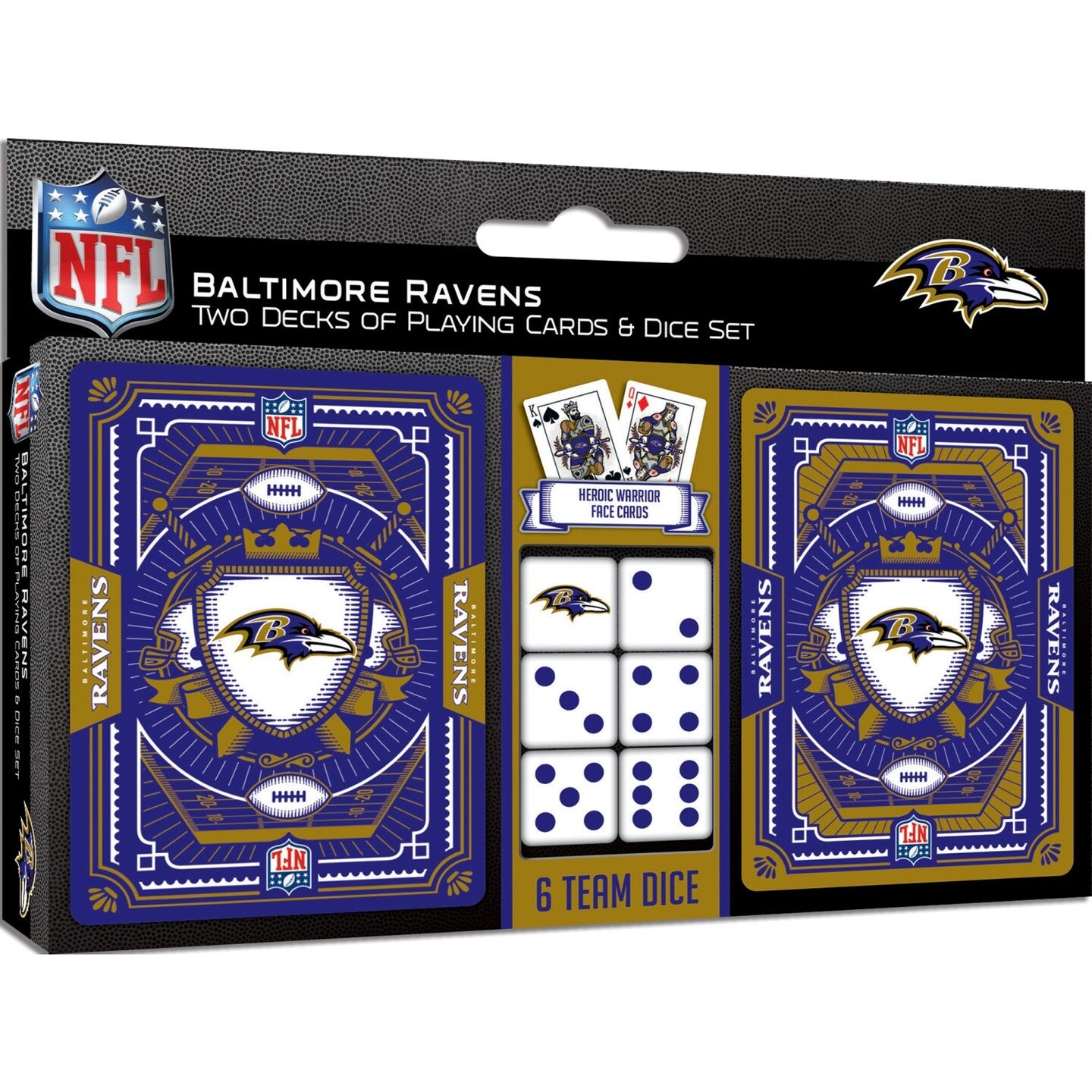 MasterPieces Baltimore Ravens - 2-Pack Playing Cards and Dice Set