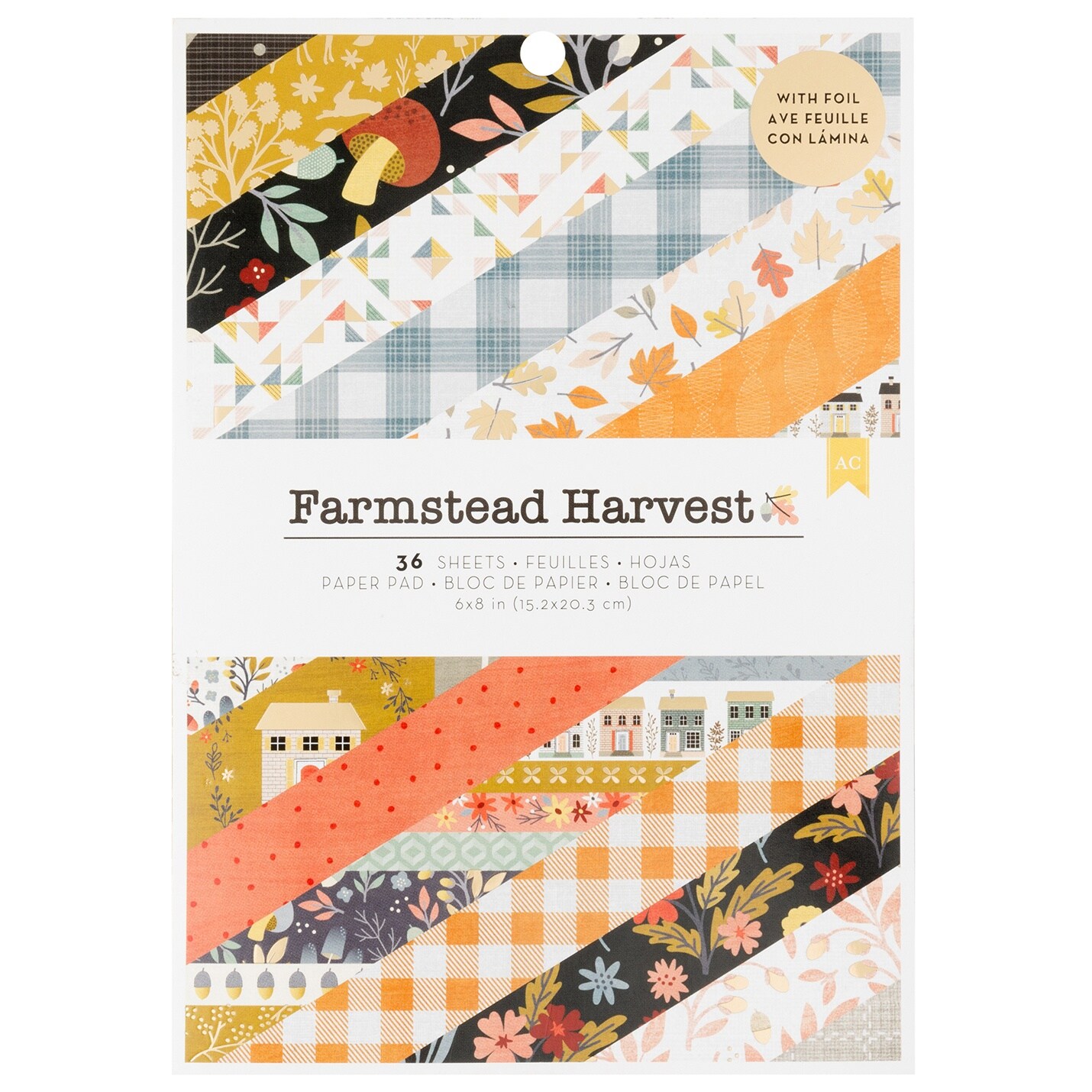 American Crafts Paper Pad 6&#x22;X8&#x22; 36/Pkg-Farmstead Harvest - Gold Foil