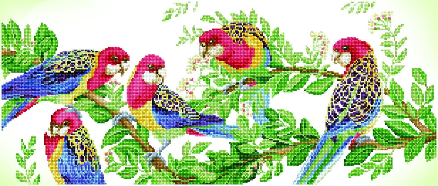Diamond Dotz Eastern Rosella Gathering Bird Diamond Painting Kits for Adults - Diamond Art Kits a Relaxing Creative Craft Kit with Dotz Gems 14.6x34.3