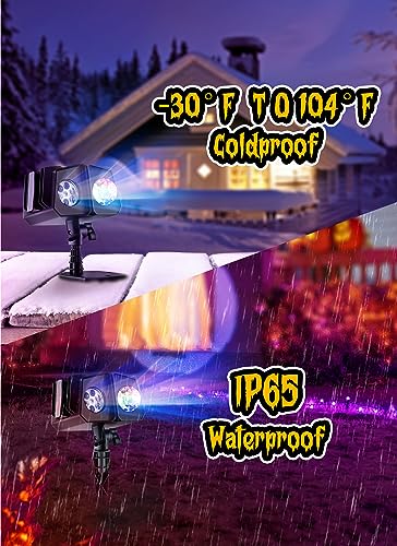 Halloween Christmas Projector Lights Outdoor 26 HD Effects (3D Ocean Wave + Patterns) Waterproof with Timer Landscape Lights for Indoor Holiday Christmas Night Disco Party, RGB + Multicolor