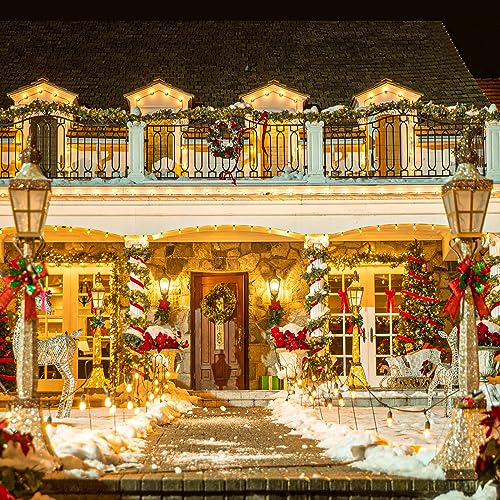 168FT 600 LED Christmas Lights Outdoor Waterproof 8 Modes Indoor Christmas String Lights Warm White Christmas Tree Lights Plug in for Room Bedroom Wedding Party Holiday Decorations.