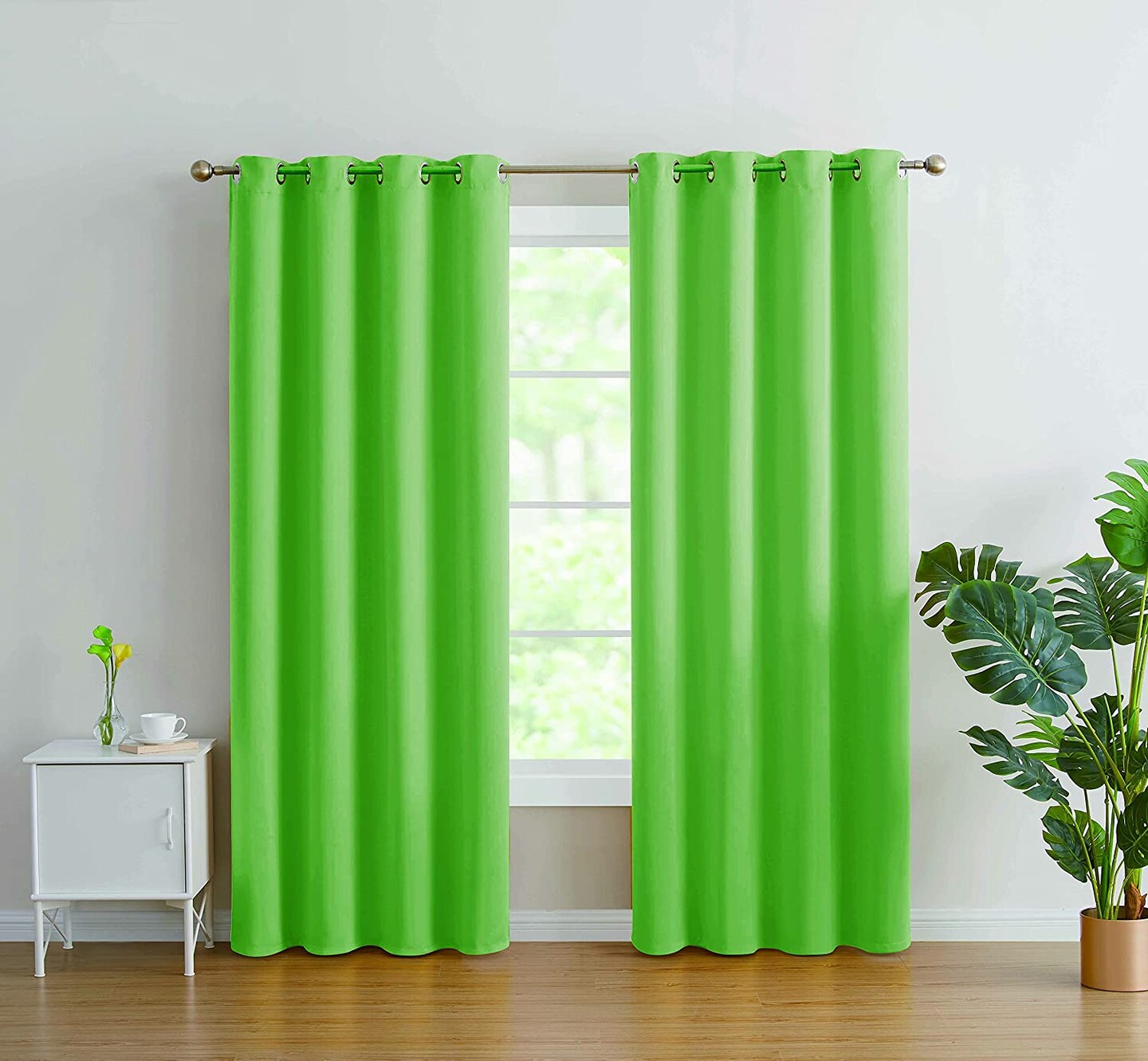 J&V TEXTILES 2 Panels Solid Grommet Faux Silk Window Curtain Drapes Treatment in 84" Length