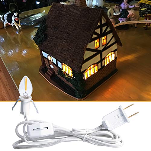 Accessory Cord with One LED Light Bulb - 6ft UL Listed Cord with On/Off Switch for Night Lights, Halloween Pumpkin, Blow Mold, Christmas Village House, Holiday Ceramic Trees, Craft Projects, 2 Pack