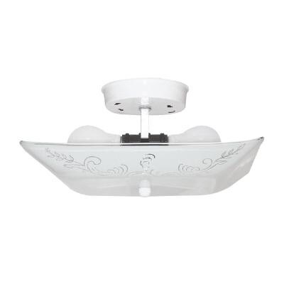 SUNLITE Square Classic White Glass Finish Ceiling Fixture