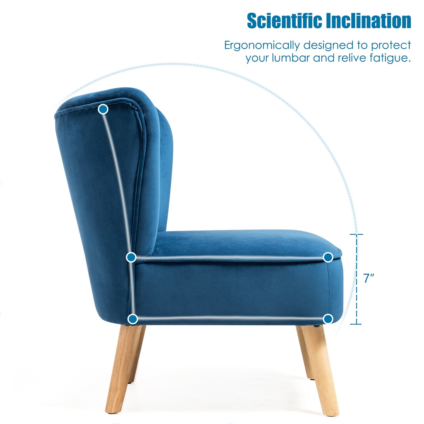 Armless Accent Chair Modern Velvet Leisure Chair