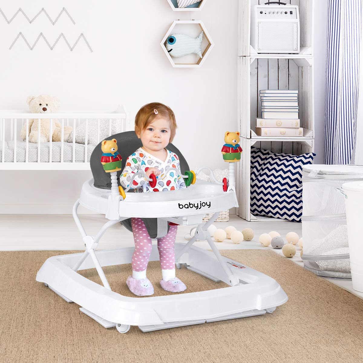 Adjustable Height Removable Folding Portable Baby Walker