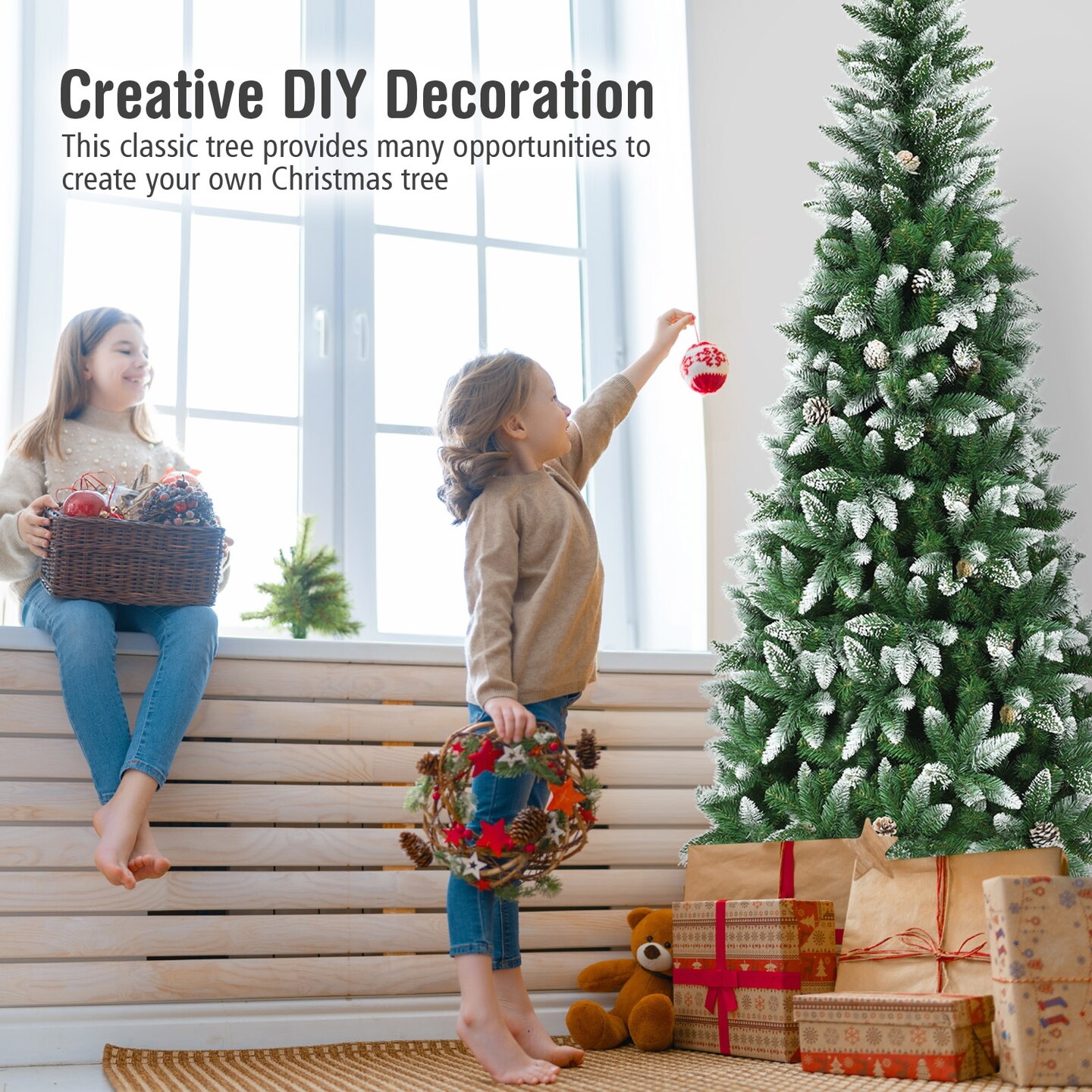 Artificial Pencil Christmas Tree with Pine Cones