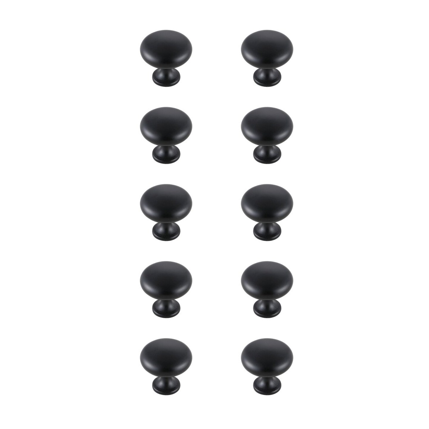 Cadon 1.2&#x22; Diameter Matte Black Mushroom Knob Multipack (Set of 10)