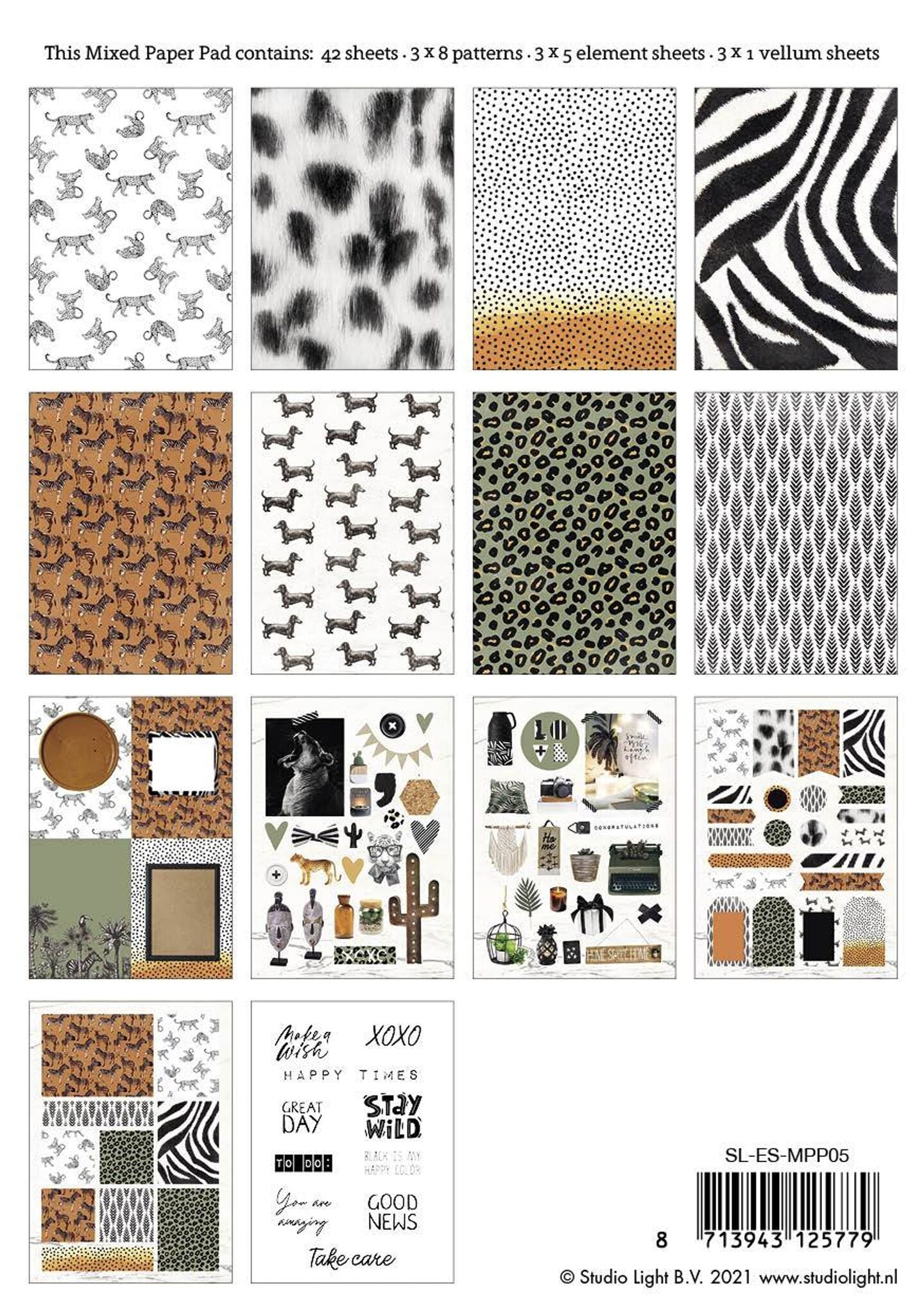 Studio Light SL Mixed Paper Pad Pattern Paper Essentials 148x210mm 42 ...