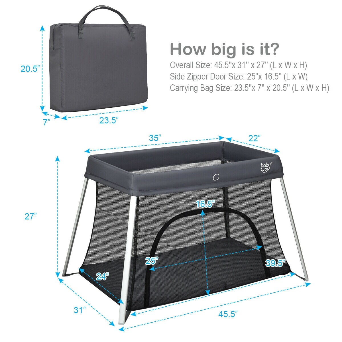 Lightweight Foldable Baby Playpen with Carry Bag
