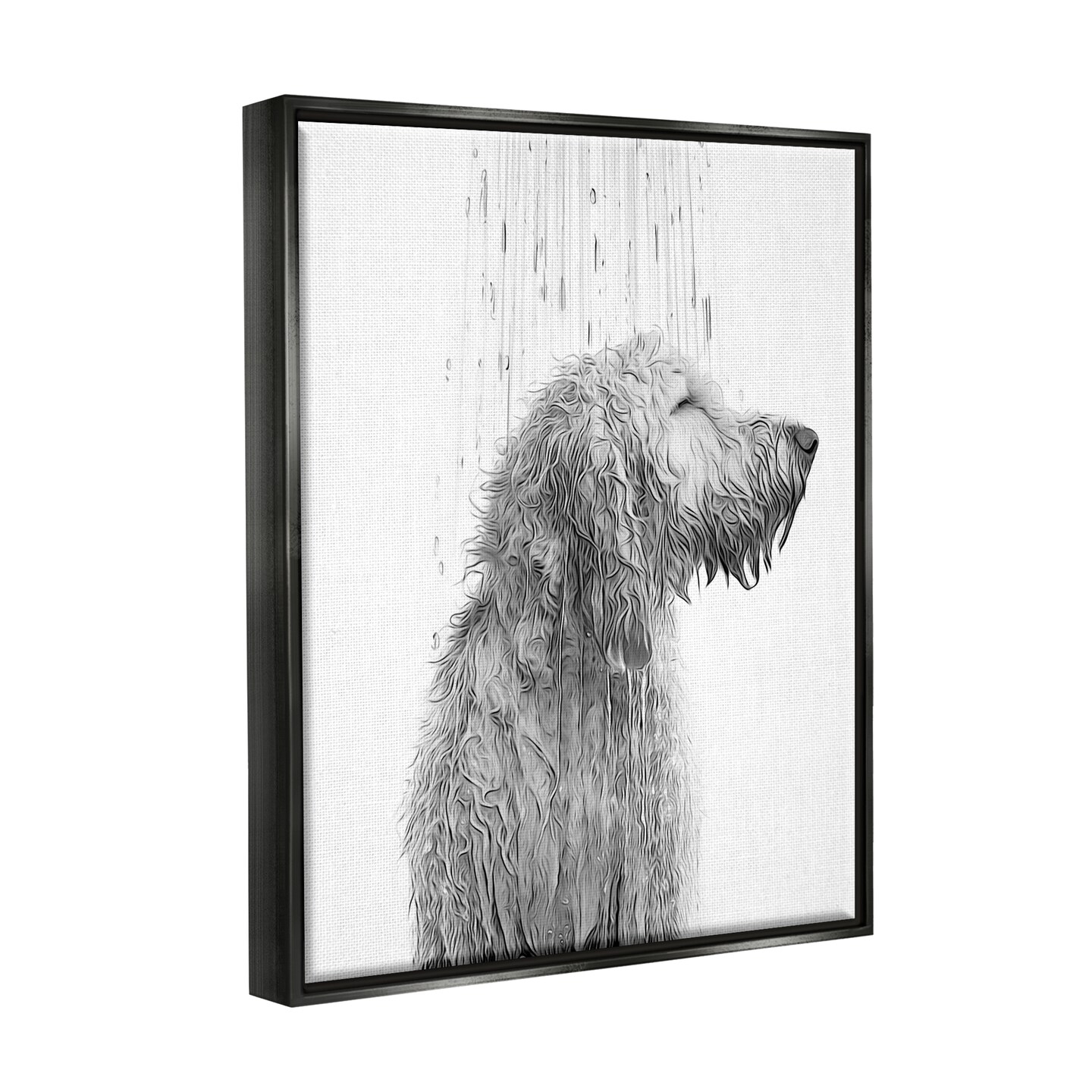 Stupell Industries Dog Bathroom Splash Framed Floater Canvas Wall Art