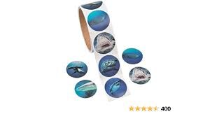 Realistic Photo Shark Sticker Roll 100 Pieces