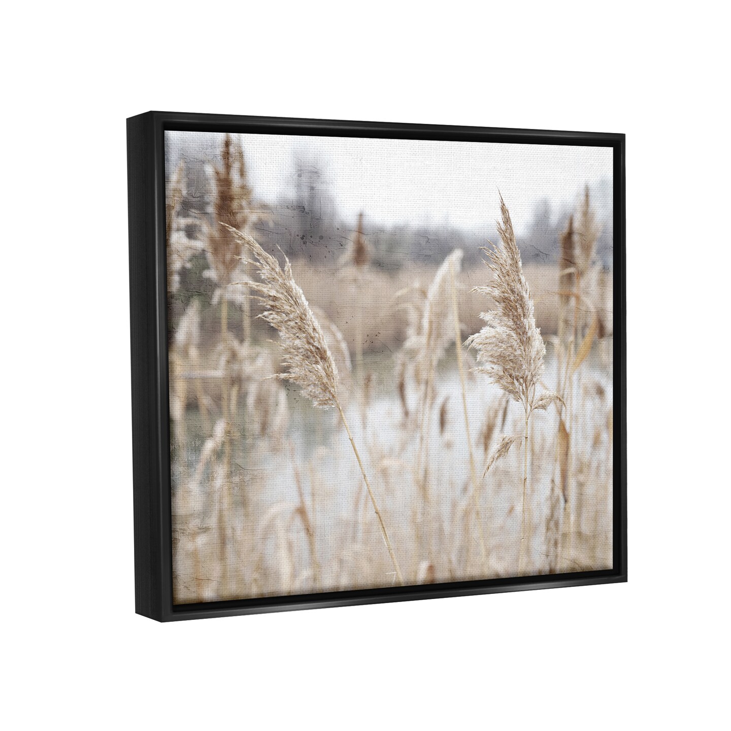 Stupell Industries Pampas Grass Reeds Lakeside Framed Floater Canvas Wall Art