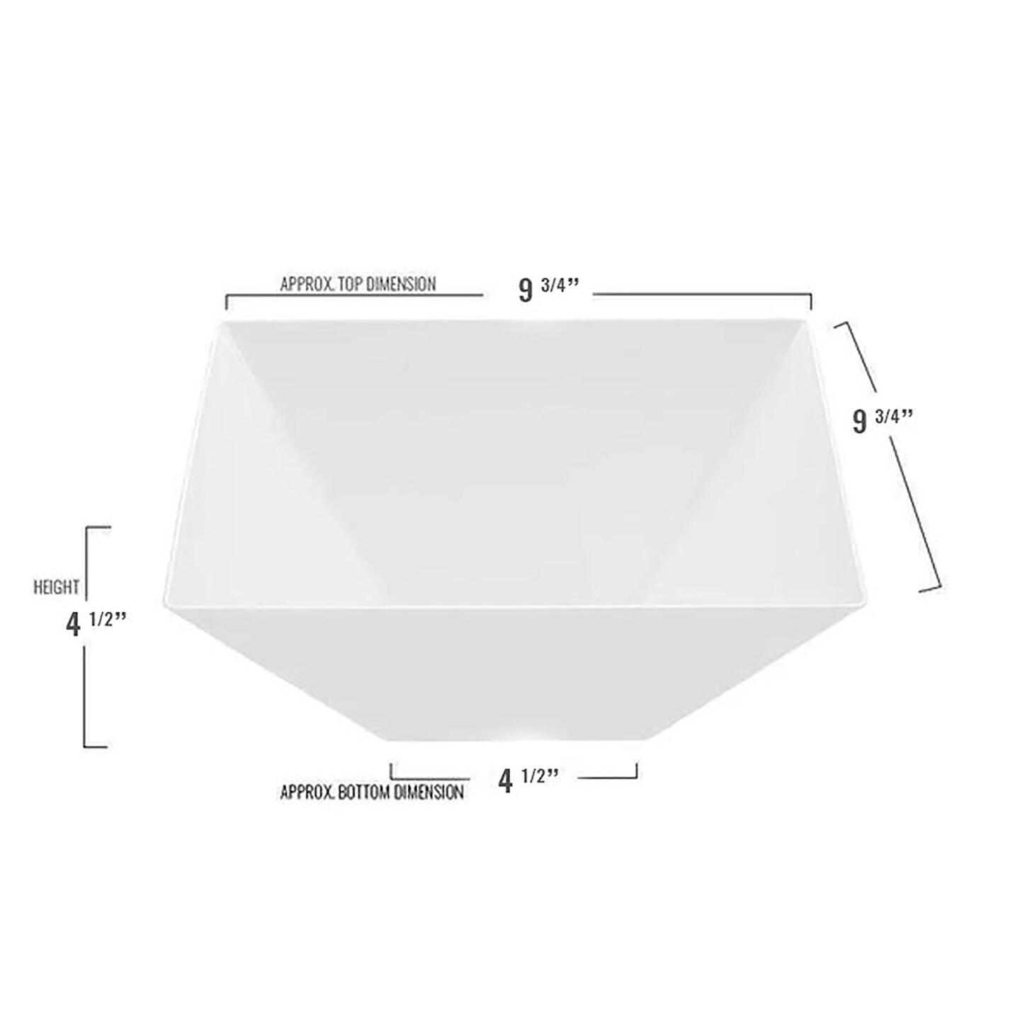 White Square Plastic Serving Bowls - 3 Quarts (24 Bowls)