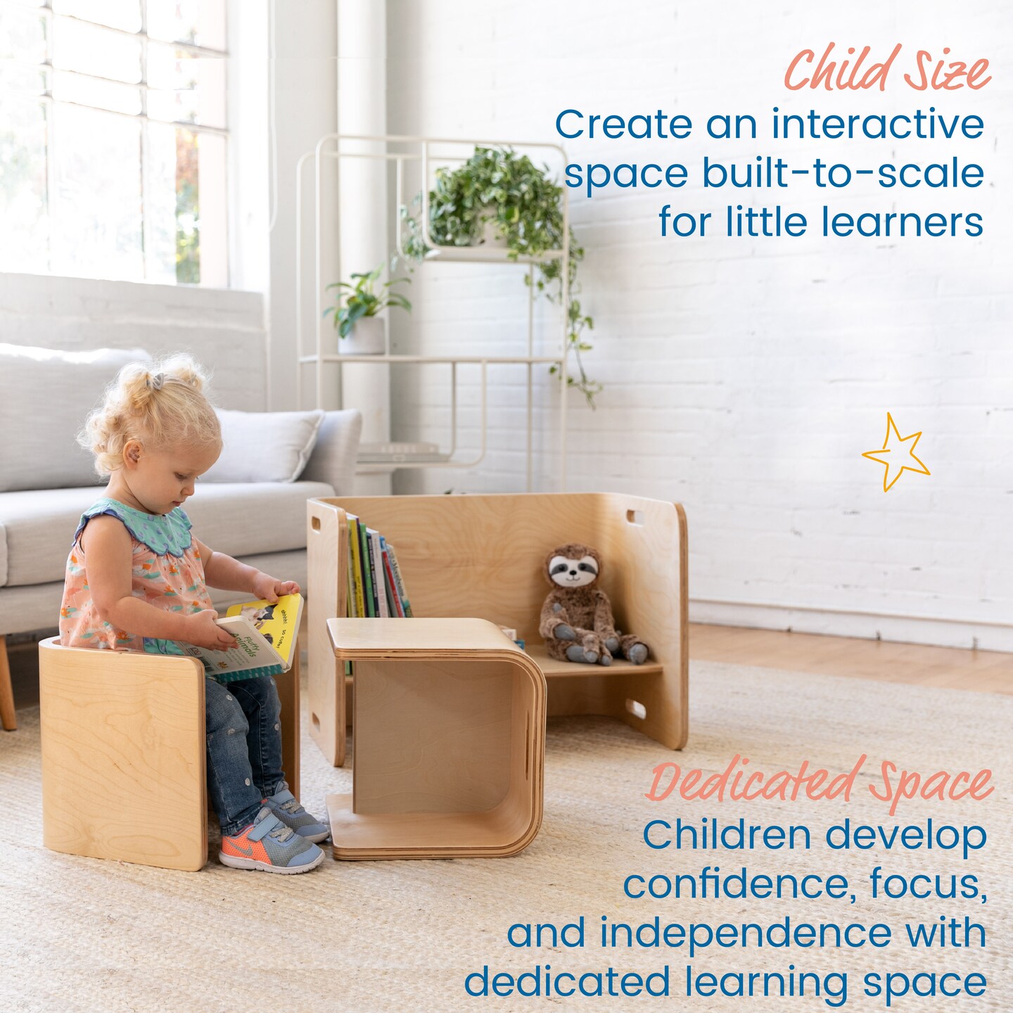 Premium Bentwood Multipurpose Table and Chair Set, Kids Furniture, Natural, 3-Piece