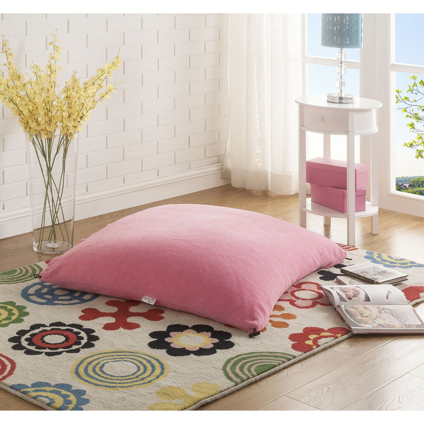Magic Pouf Linen Bean Bag Chair/Ottoman/Floor Pillow 3-in-1