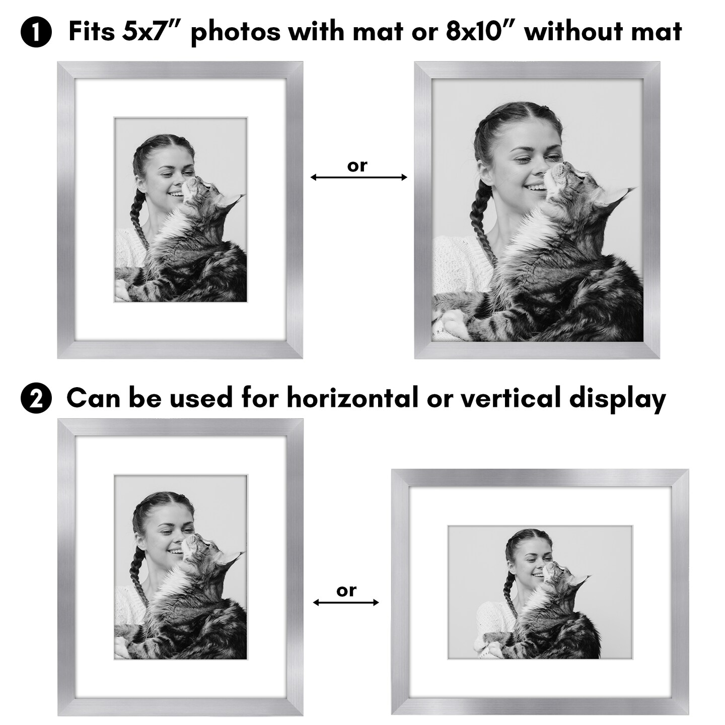 Americanflat Picture Frame Set with Mat - Set of 5 - Photo Frame Set of Five for Wall Display - Plexiglass Cover - Hanging Hardware