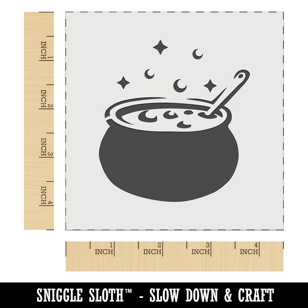 Witch&#x27;s Bubbling Cauldron Magic Halloween Wall Cookie DIY Craft Reusable Stencil