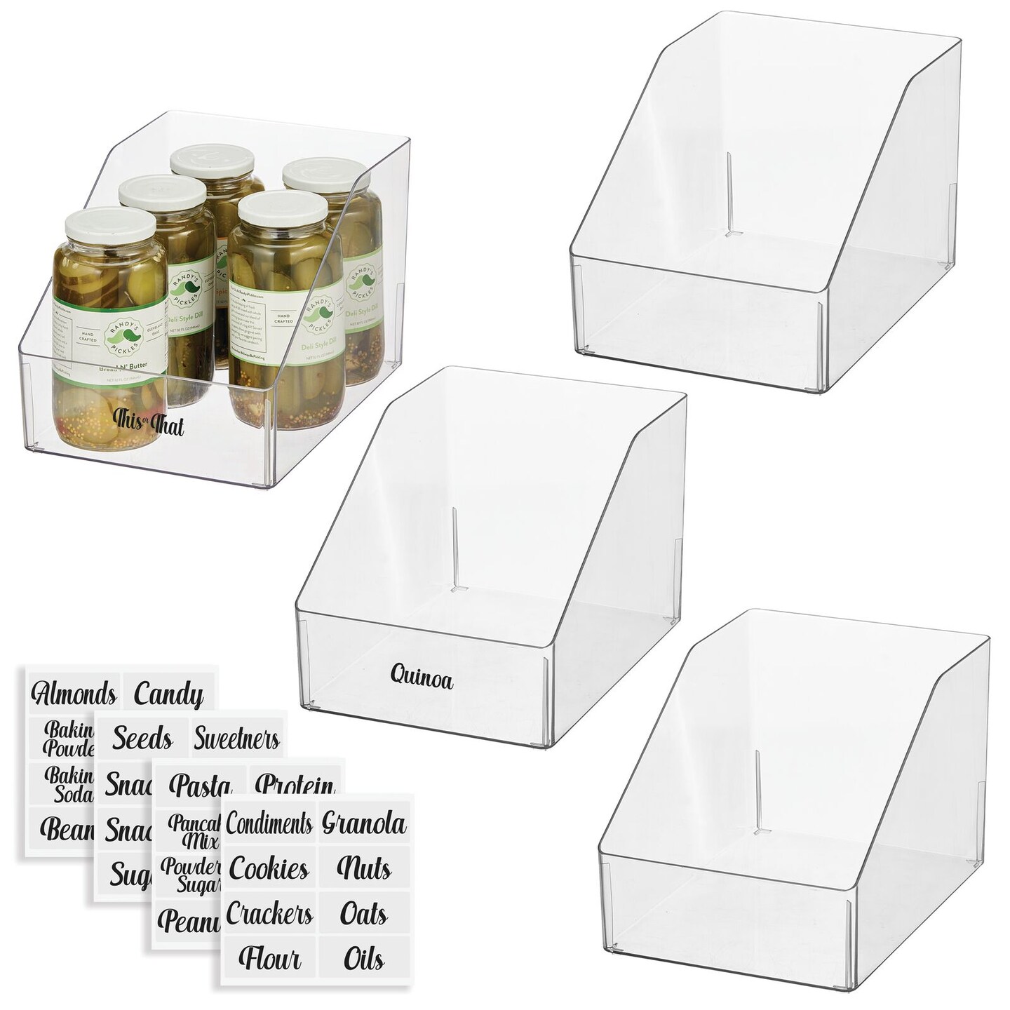 mDesign Plastic Storage Bin for Kitchen + 32 Adhesive Labels Michaels