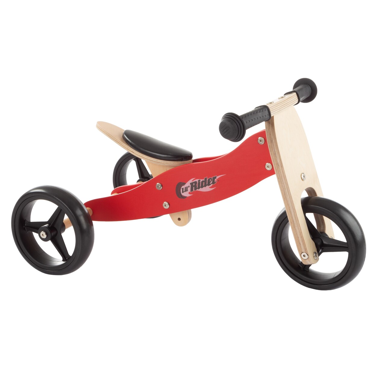 2-In-1 Wooden Balance Bike Push Tricycle Rubber Wheels Easy Grip Handles 12-36M