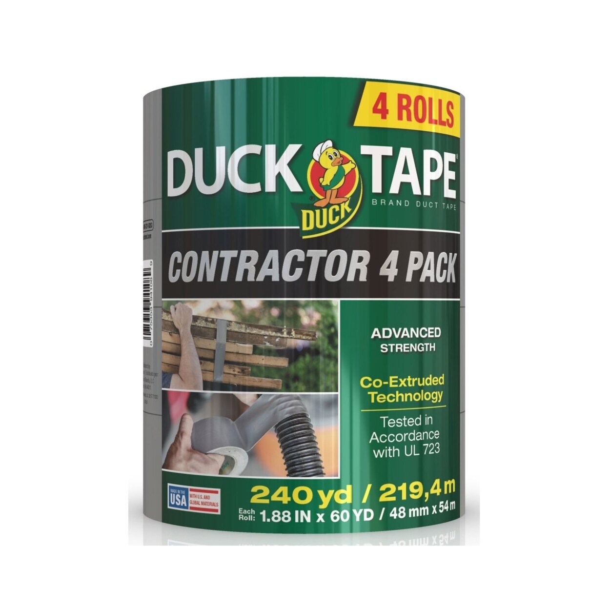 Duck Tape Contractor Grade Duct Tape, Silver, 4 Pack, 1.88 in. x 60 yd. Each