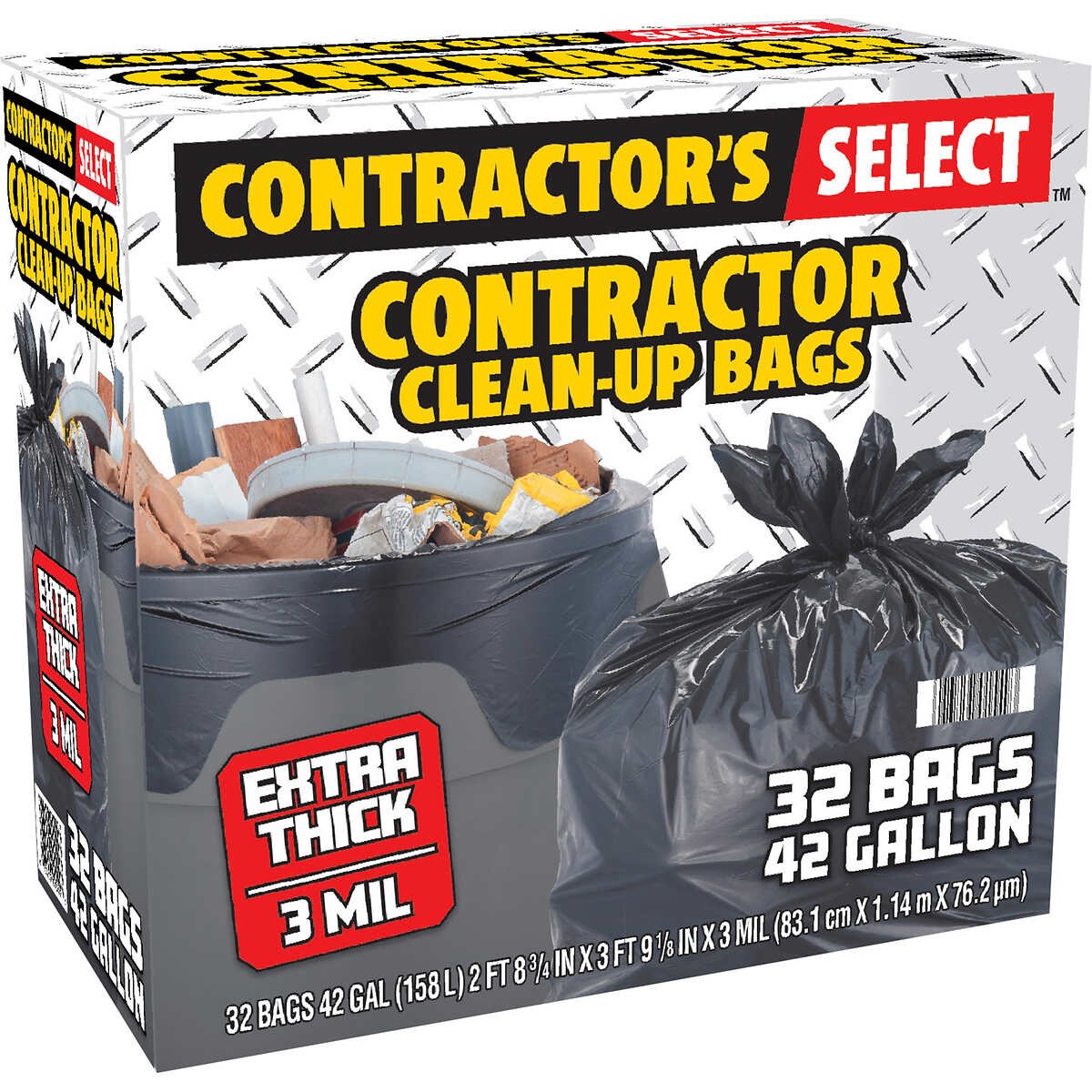 Contractors Select Contractor Clean-Up Bags Extra Thick Black 42 Gal 32 Ct