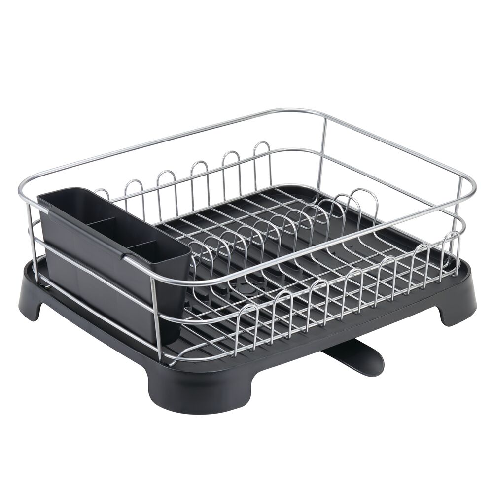 mDesign Alloy Steel Sink Dish Drying Rack Holder with Swivel Spout