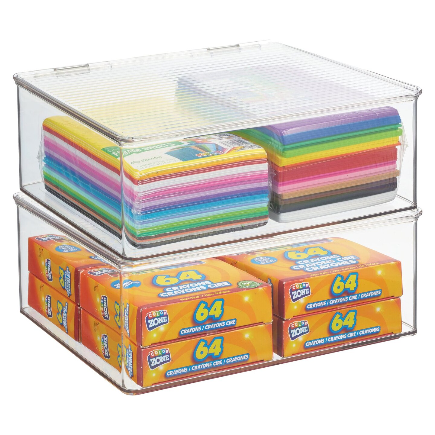 Hinged-Lid Stackable Boxes